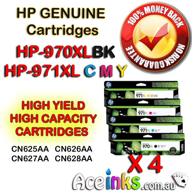 4 Combo GENUINE HP-970XL BK HP-971XL C/M/Y